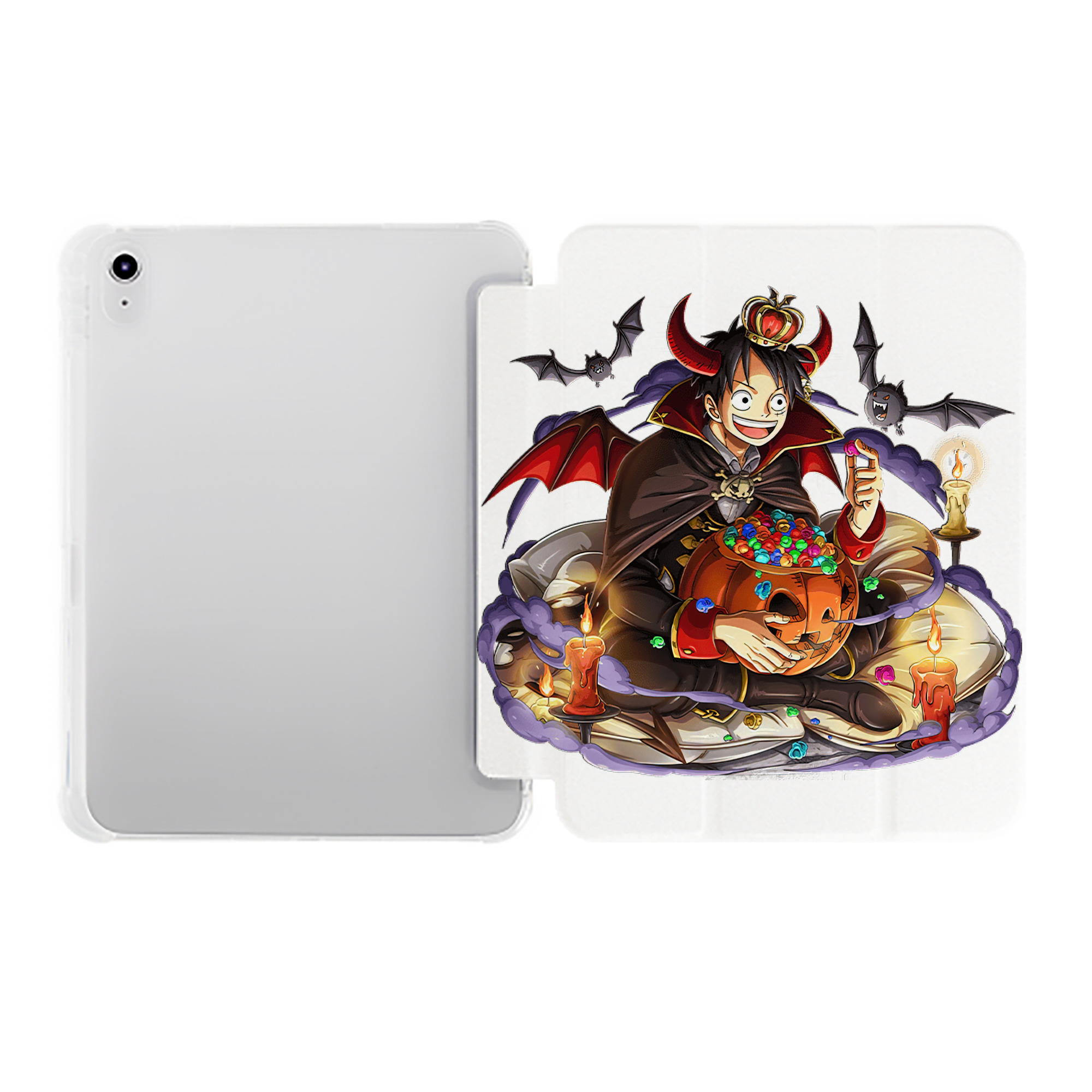 （画像用） ワンピース モンキー・D・ルフィ ONE PIECE Monkey D. Luffy IPad ケース ペン収納付き 三つ折りスタンド PUレザー×シリコン 対応機種9.5/10.5/10.9インチ